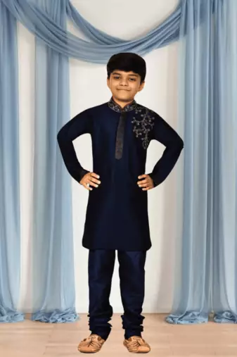 Navy blue churidar blue kurta for kid"s