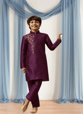 Purple churidar purple kurta for kid"s 1