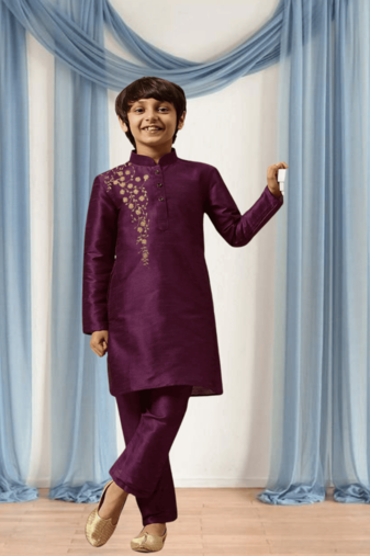 Purple churidar purple kurta for kid"s
