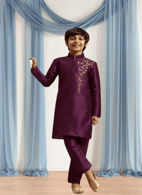 Purple churidar purple kurta for kid"s 4