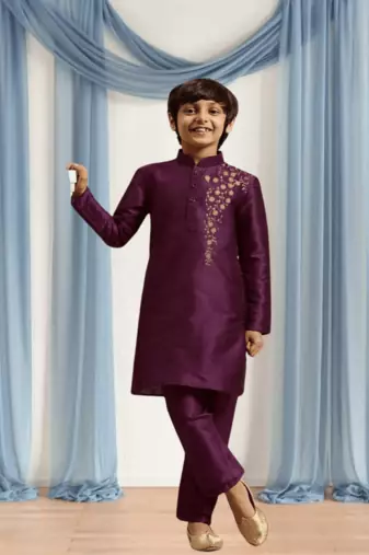 Purple churidar purple kurta for kid"s