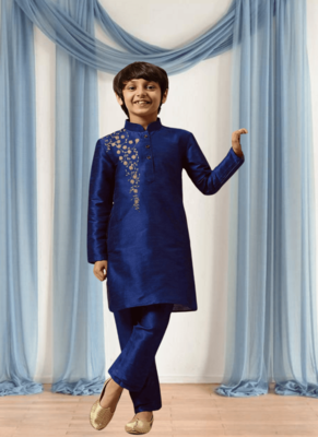 Navy blue churidar blue kurta for kid"s 1