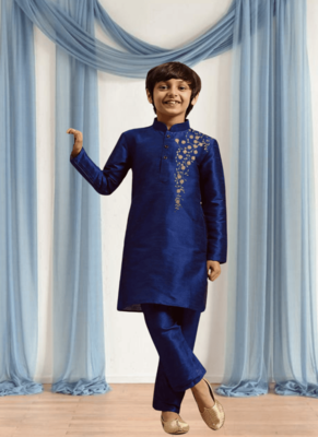 Navy blue churidar blue kurta for kid"s 4