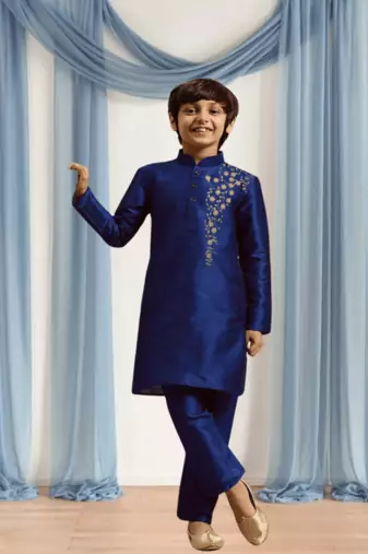 Navy blue churidar blue kurta for kid"s
