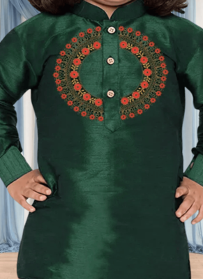 Maroon patiala green kurta for kid"s 2