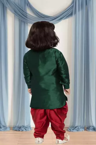 Maroon patiala green kurta for kid"s
