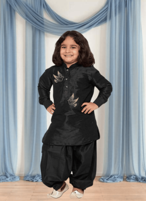 Black patiala black kurta for kid"s 3