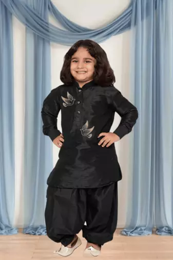 Black patiala black kurta for kid"s