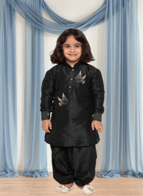 Black patiala black kurta for kid"s 4