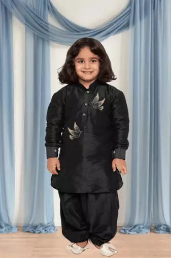 Black patiala black kurta for kid"s