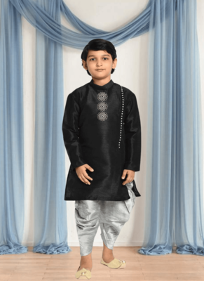 Grey patiala black kurta for kid"s 1