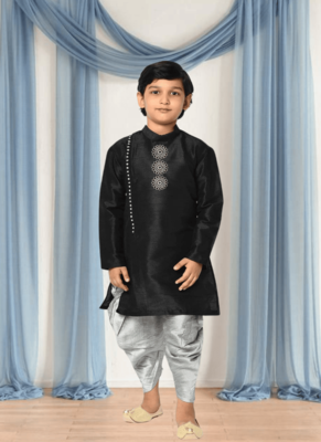 Grey patiala black kurta for kid"s 4