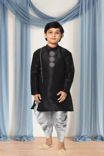 Grey patiala black kurta for kid"s