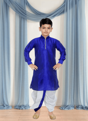 Off white patiala blue kurta for kid"s 1