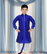 Off white patiala blue kurta for kid"s