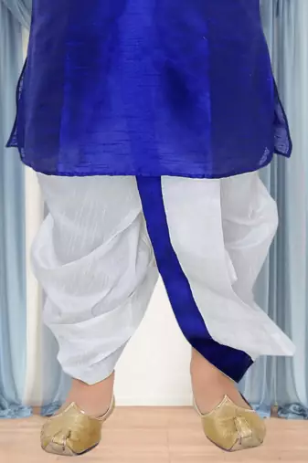 Off white patiala blue kurta for kid"s
