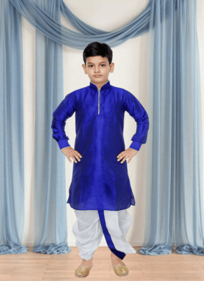 Off white patiala blue kurta for kid"s 4