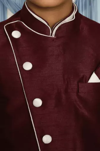 Maroon patiala maroon jacket kurta set for kid"s