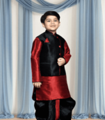 Black patiala black jacket kurta set for kid"s