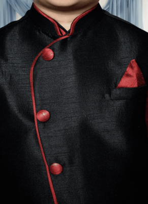 Black patiala black jacket kurta set for kid"s 2