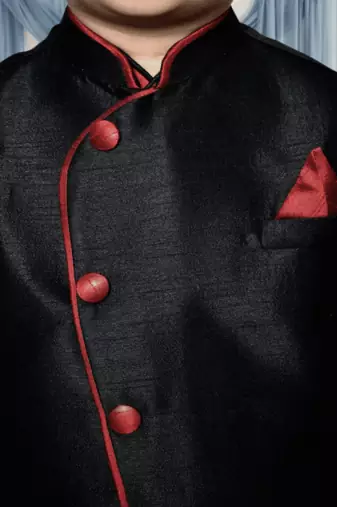 Black patiala black jacket kurta set for kid"s