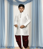 Maroon patiala white kurta for kid"s