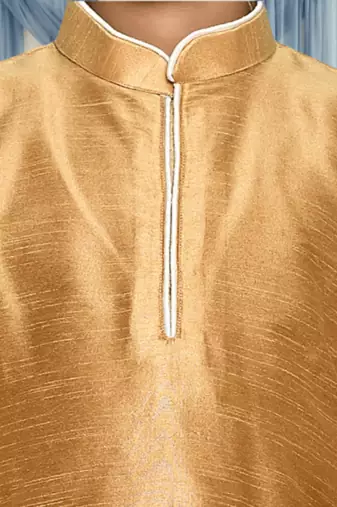 Off white patiala gold kurta for kid"s