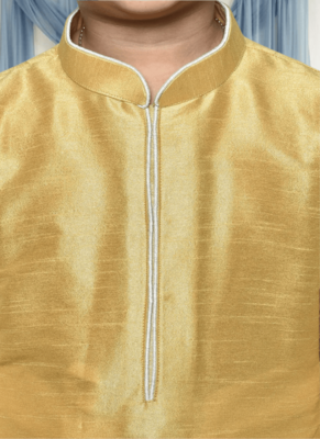 Off white patiala gold kurta for kid"s 2