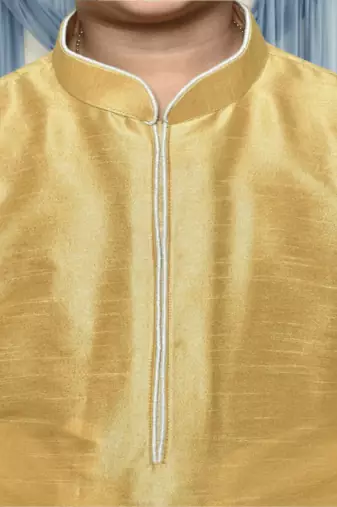 Off white patiala gold kurta for kid"s