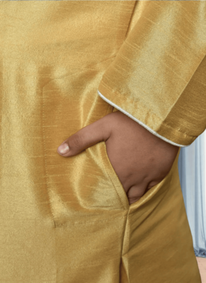 Off white patiala gold kurta for kid"s 3