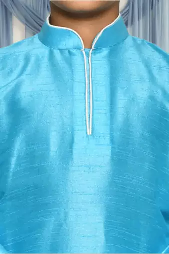 Off white patiala blue kurta for kid"s