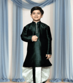 Cream patiala green kurta for kid"s