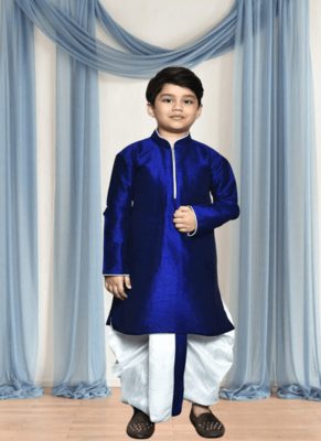 Off white patiala blue kurta for kid"s 1