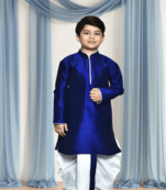 Off white patiala blue kurta for kid"s