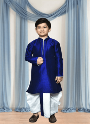 Off white patiala blue kurta for kid"s 3