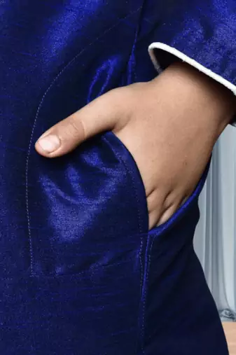Off white patiala blue kurta for kid"s