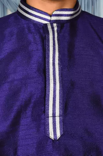 Cream churidar blue kurta for kid"s