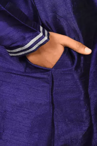 Cream churidar blue kurta for kid"s