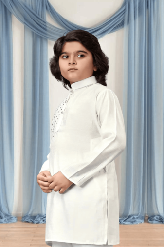 Off white churidar white kurta for kid"s