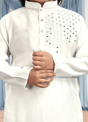 Off white churidar white kurta for kid"s 2