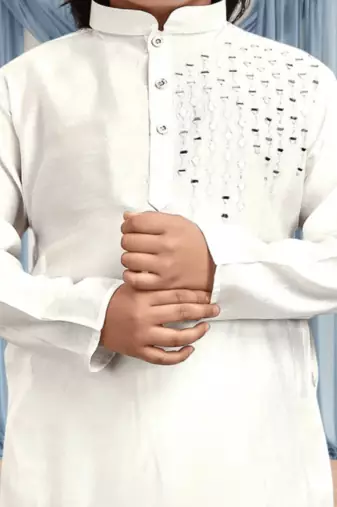 Off white churidar white kurta for kid"s