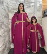 Takchita Kaftan Dress for Women with Embroidered Lace Mother & Daughter Set