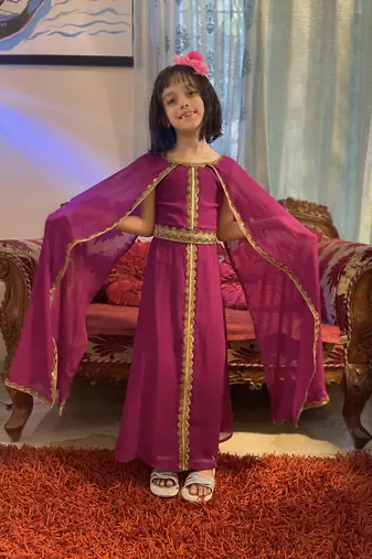 Takchita Kaftan Dress for Women with Embroidered Lace Mother & Daughter Set