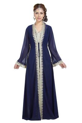 Designer Kaftan With Golden Lace Work Party Gown 2