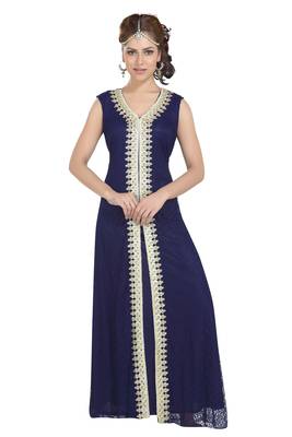Designer Kaftan With Golden Lace Work Party Gown 3