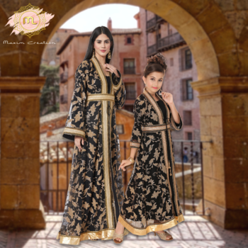 Arabian Thobe Partywear Kaftan Gown Mother + Daughter Combo Set 1