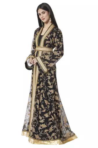 Arabian Thobe Partywear Kaftan Gown Mother + Daughter Combo Set