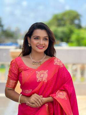 Light Hot Pink Color Art Silk Saree With Self Weaving  Design 2