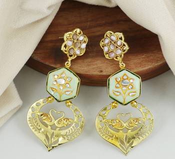 Gold Plated Meenakari Statement Earrings Brass Jewelry 1