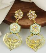 Gold Plated Meenakari Statement Earrings Brass Jewelry